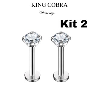 Kit 2 Piercing Labret  Ponto De Luz Helix Tragus Conch Aço Cirúrgico KA101 em Oferta na Shopee