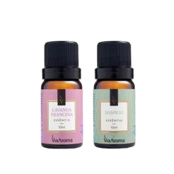 Kit 2 Essências Via Aroma 10ml Bamboo e Lavanda Francesa