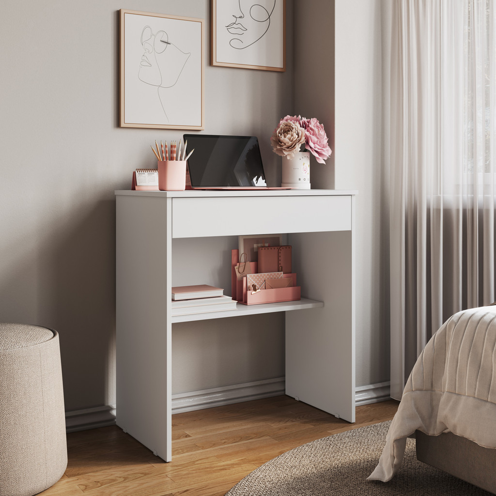 Escrivaninha Compacta E Charmosa Com Gaveta Ideal Para Home Office E Estudos