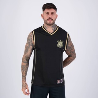 Regata Corinthians Basquete Helança Preta e Dourada em Oferta na Shopee