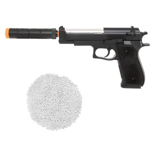 Kit Pistola AirSoft Spring Beretta M22 6mm Preta - Double Eagle + 2000 Esferas 0.12g em Oferta na Shopee