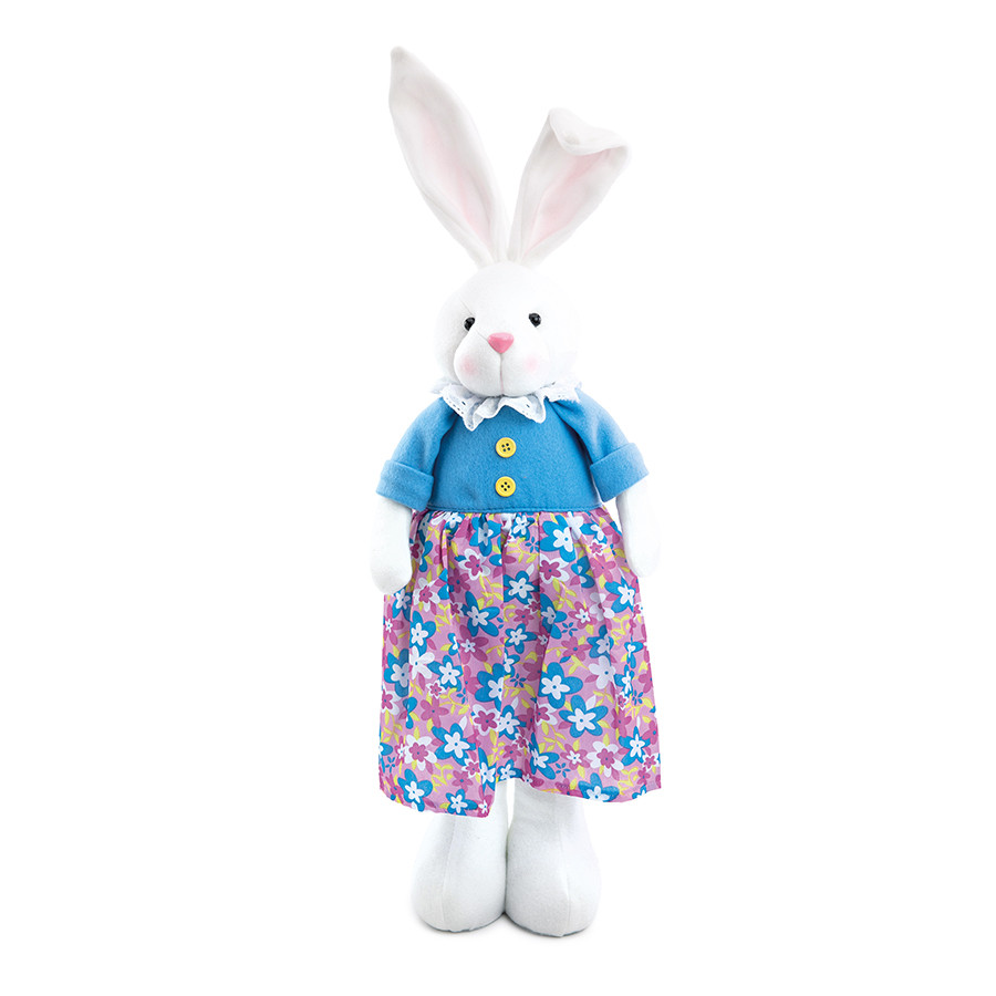 Coelha Decorativa Em Pé Saia Florida Rosa/Azul G - 1 unidade - Cromus - Rizzo