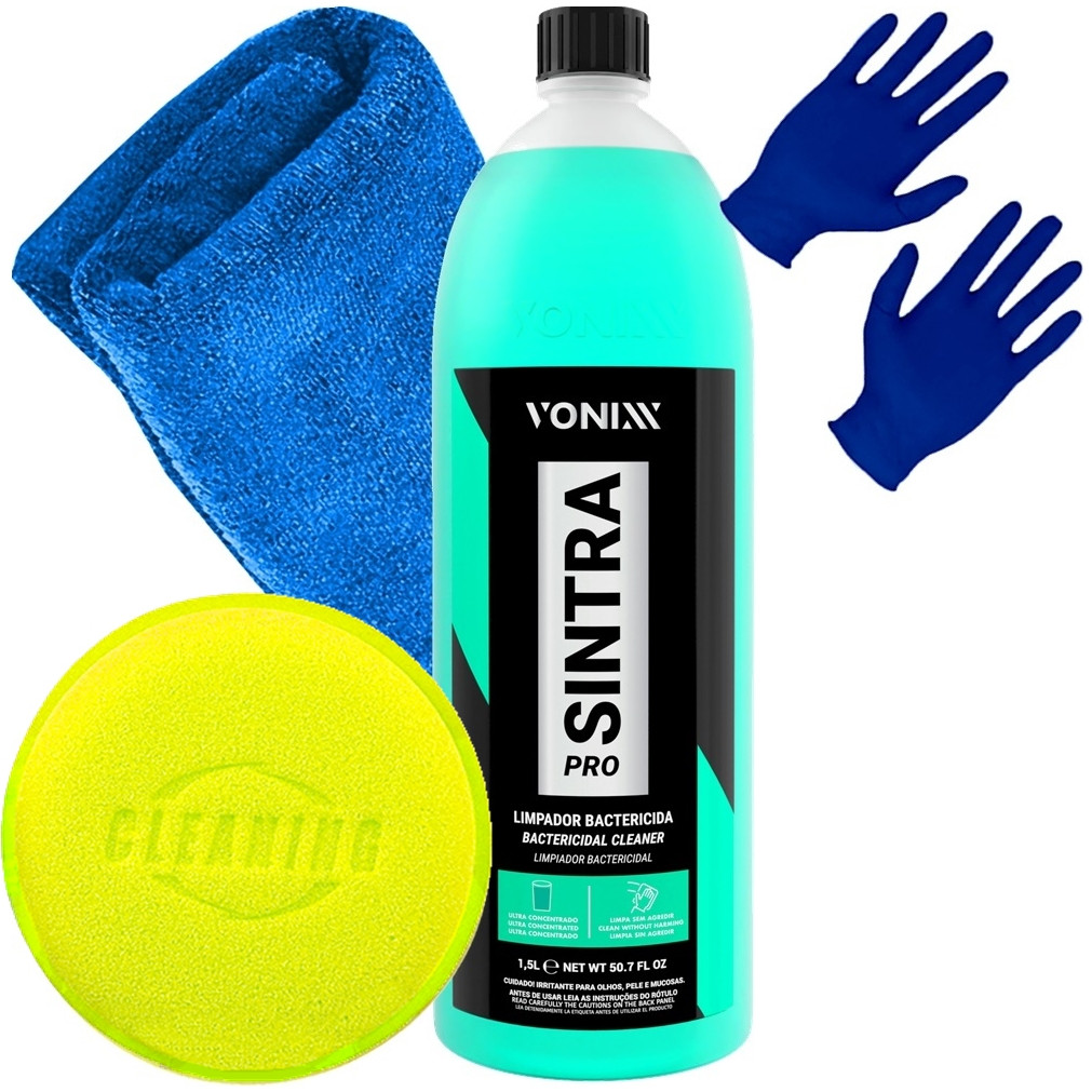Kit Sintra Pro Vonixx Poderoso Limpador Automotivo 1,5L Toalha Aplicador e Luva em Oferta na Shopee