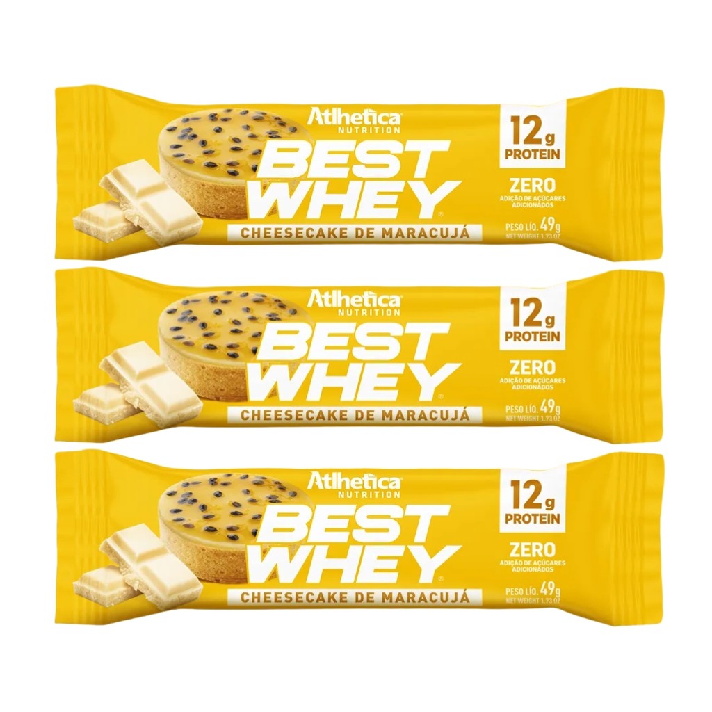 Kit 3 Best Whey 49g Cheesecake Maracujá Atlhetica 12g Prot