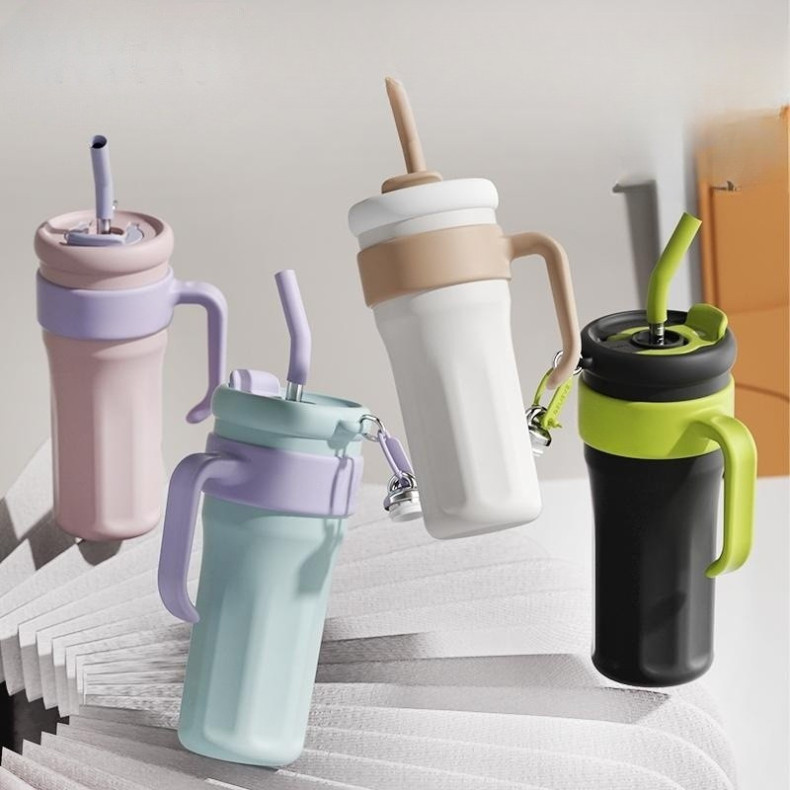 Copo térmico de aço inoxidável 304 para carro, grande capacidade, portátil, 1200ML TOP