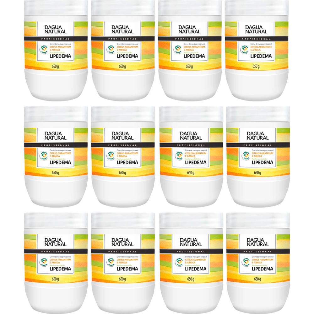 Imagem Kit 12 Potes Creme de Massagem Corporal Dagua Natural Citrus Aurantium e Arnica 650g Drenagem