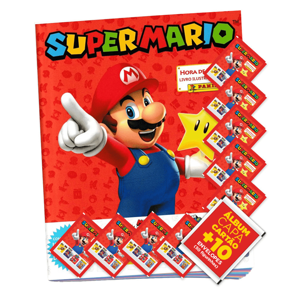 Super Mario Hora de Brincar - Álbum Capa Cartão + 10 envelopes (50 Figurinhas) - Novo em Oferta na Shopee
