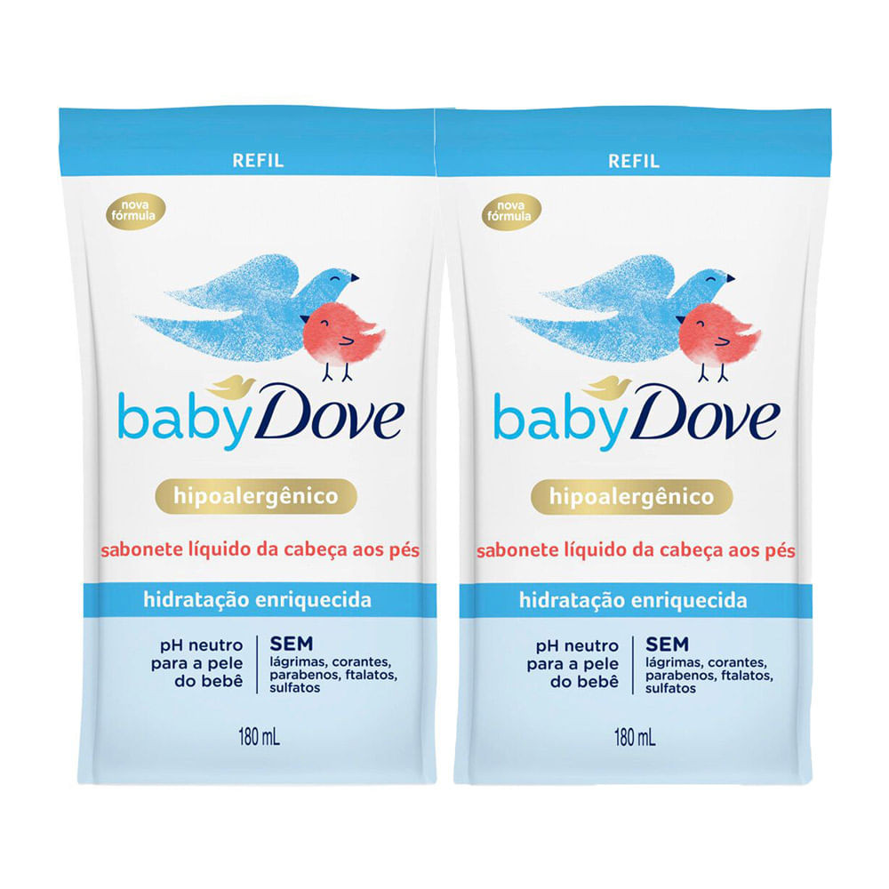 Kit 2 Sabonete Líquido Dove Baby Hidratação Enriquecida Refil 180ml - Mom & Baby