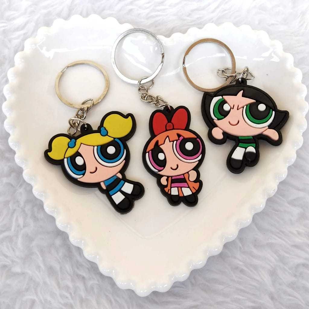 Kit 3 Chaveiro Emborrachado Meninas Super Poderosas Lindinha Docinho Florzinha