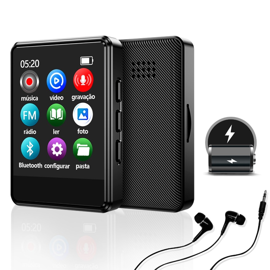 MP3 MP4 Player Bluetooth 5.2 HiFi Lossless Sound Touch Screen Multifuncional Gravação