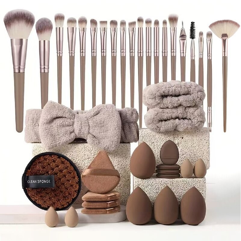 Conjunto De Pincéis E Esponjas De Maquiagem Profissional , Sopro , Ovo De Beleza , Faixa D...