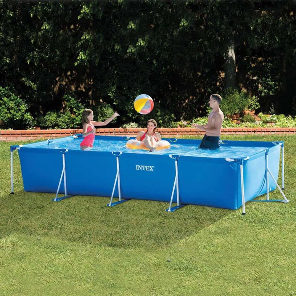 Piscina Estrutural Retangular 7.127 Litros Intex Armação de Metal 2,2x4,5M