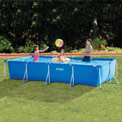 Piscina Estrutural Retangular 7.127 Litros Intex Armação de Metal 2,2x4,5M