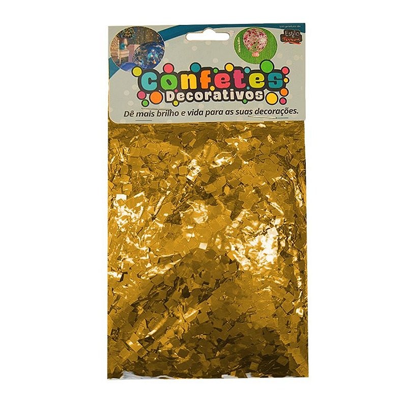 Confete Mini Picadinho Metalizado 25g - Dourado Dupla Face - Rizzo Balões - Home & Living