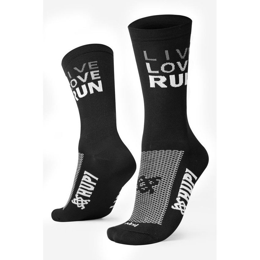 Meia HUPI Live Love Run Preto - LT para pés menores 34-38 – Corrida, Ciclismo e Multi Esportes - Meia de Poliamida