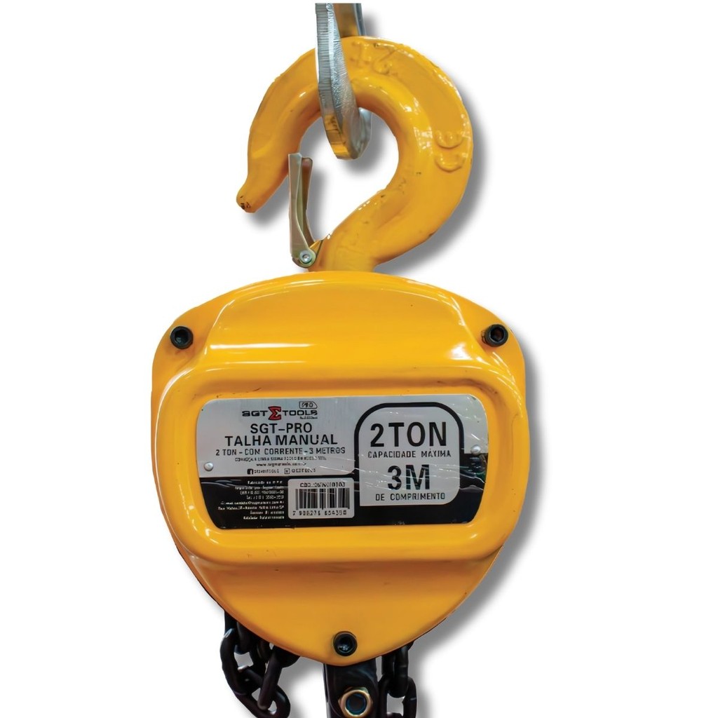 Talha Manual 2 Toneladas Com Corrente 3 Metros SGTPRO Sigma