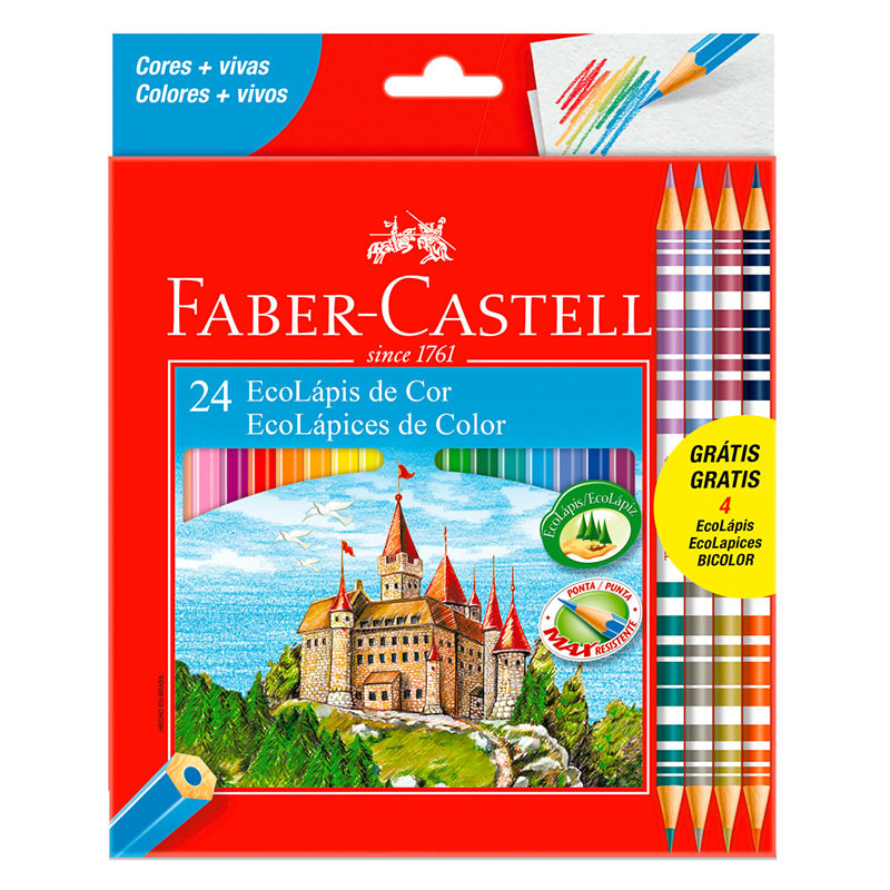 Lápis de cor 24 cores com 4 lápis bicolor 120124 Faber-Castell - Stationery