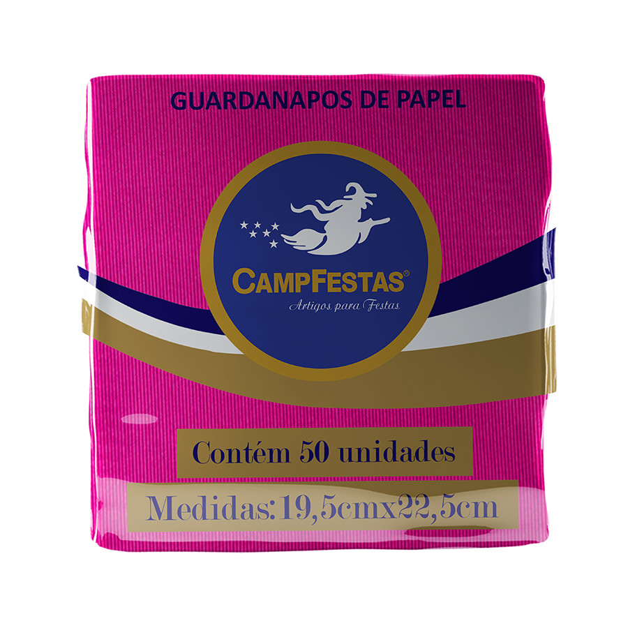 Guardanapo Crepado - 19,5 x 22,5 cm - Pink - 50 unidades - CampFestas - Rizzo em Oferta na Shopee