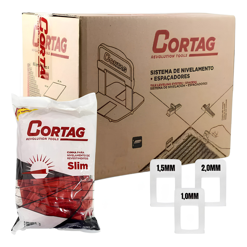 2000 Espaçadores Niveladores Cortag Slim 400 Cunhas Slim 2,0mm