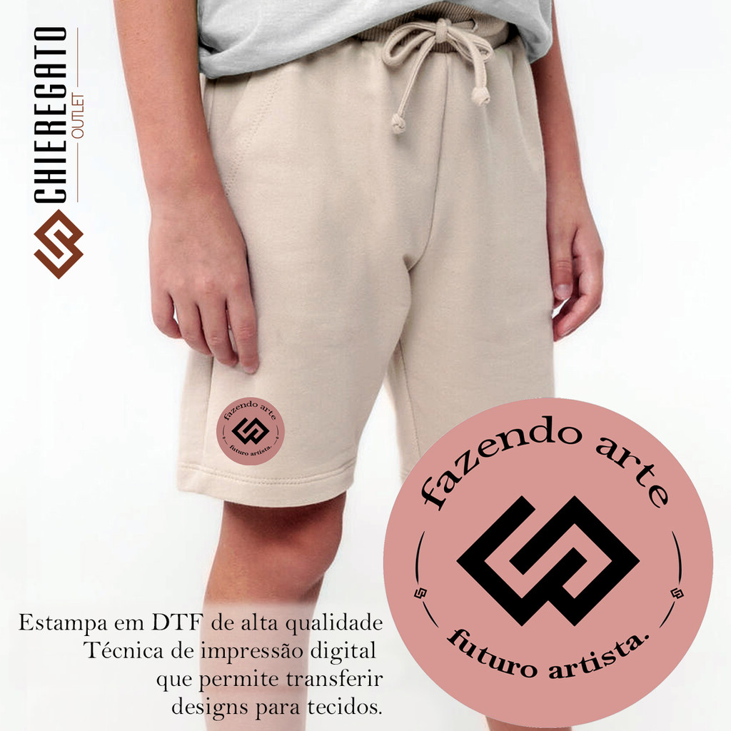 Bermuda Infantil Moletom Shorts Menino Juvenil Para Criança Short Infantil Estampado Fazendo Arte