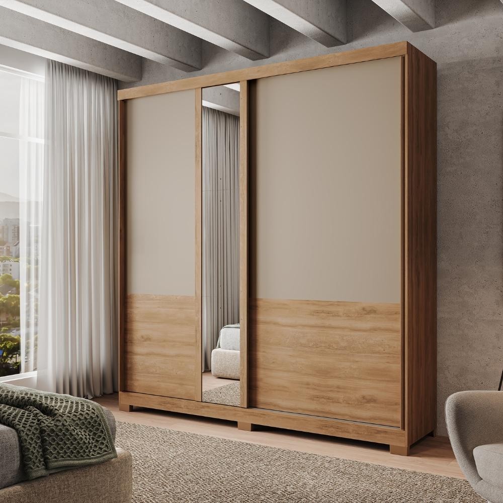 Guarda Roupa Casal 2 Portas 4 Gavetas Madrid Carraro Freijó c/ Avelã em Oferta na Shopee