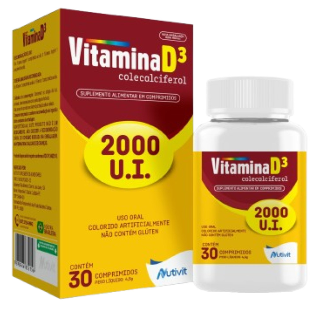 Vitamina D3 2000 UI Colecalciferol - Saúde dos Ossos 30 CPR em Oferta na Shopee