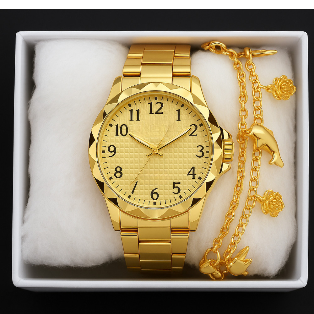 Kit Relógio Feminino Original + Pulseira De Luxo Presente