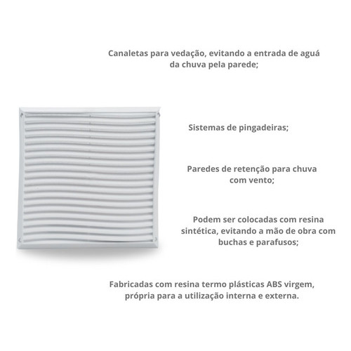 Grade Grelha Ventilação Quadrada Coifa Plástico 30x30cm Com Tela Branca