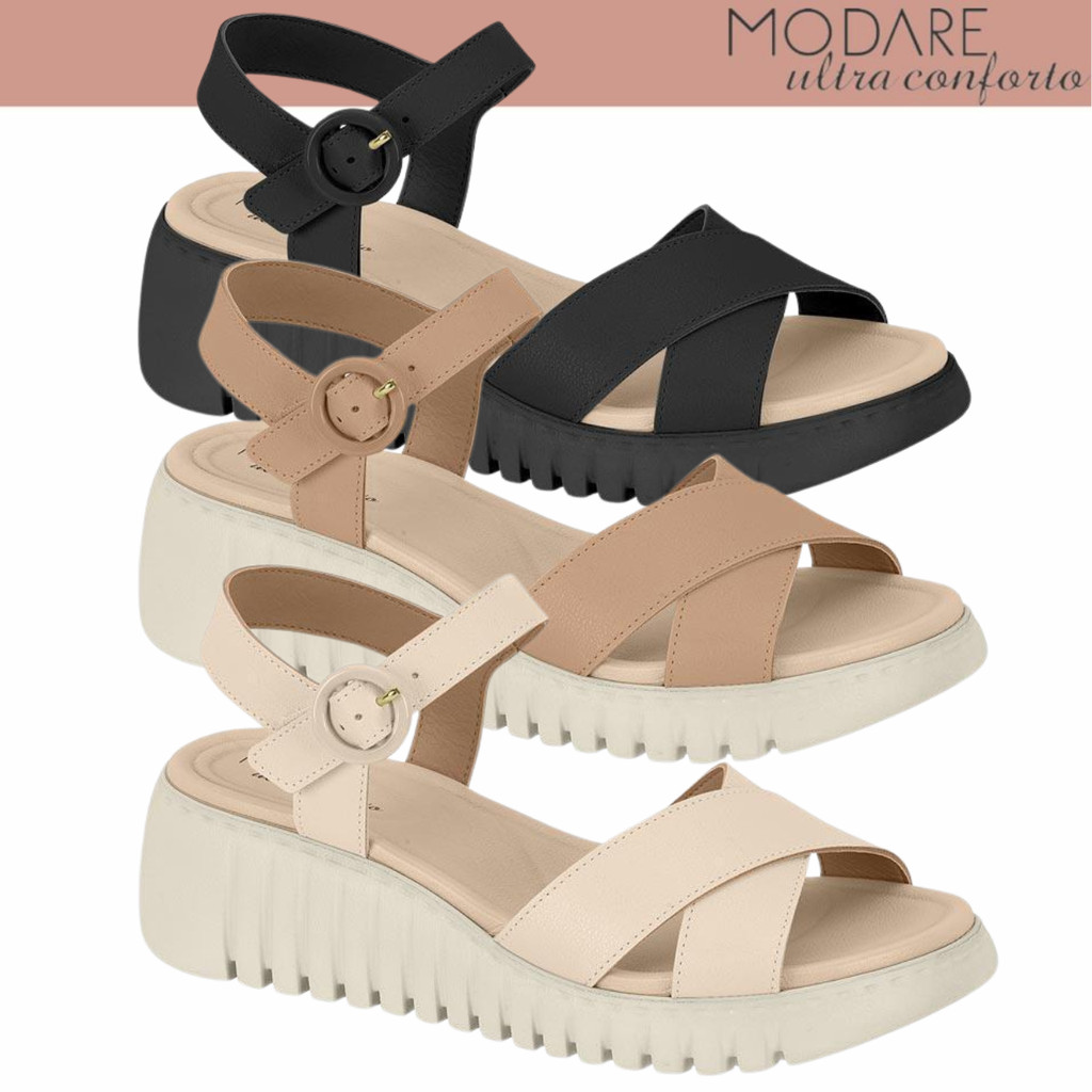 Sandalia Feminina Modare Anabela Macia Conforto Ortopedica em Oferta na Shopee