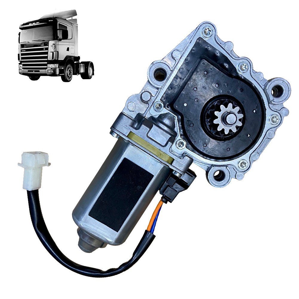 Motor Máquina Vidro Compatível Com Caminhão Scania S4 e Volvo FH 10 Dentes 24V Esquerda