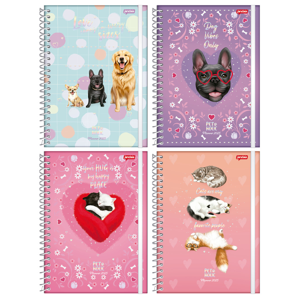 Agenda 2025 Planejamento 17x24cm 160 Páginas Capa Dura Pet Holic Jandaia Capas Sortidas - Stationery