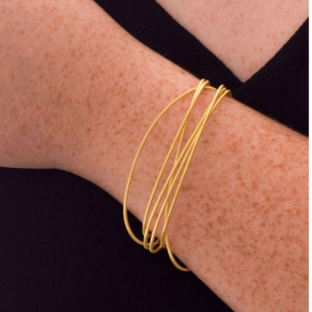 Pulseira Feminina Colar Corda de Violão Banhado em Ouro 18k