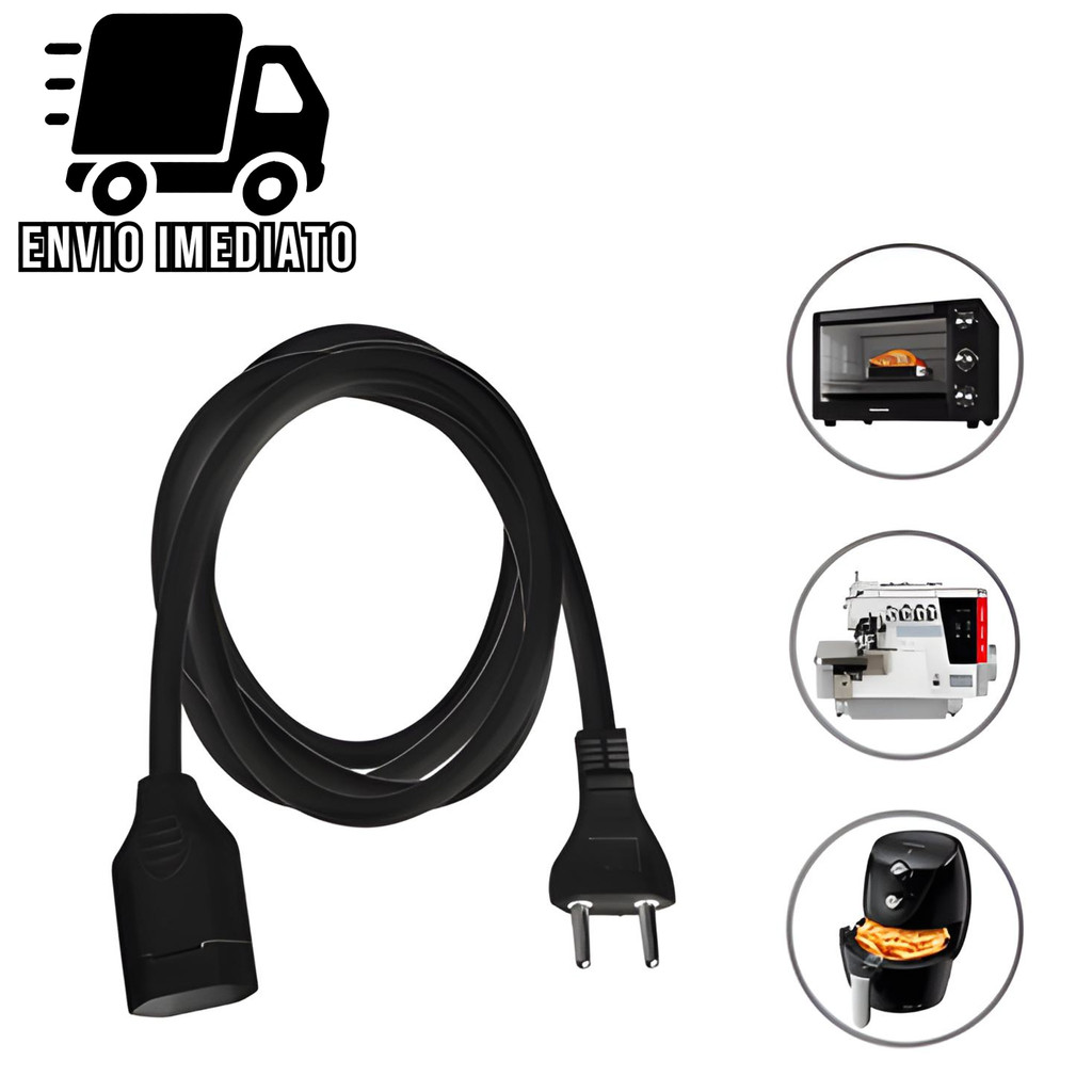 Extensão Elétrica Prolongador Extensor de Cabo 2 Metros Bivolt 110v e 220v