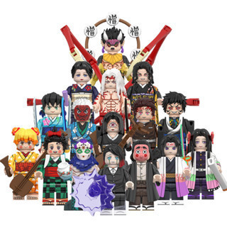 Lego Demon Slayer Action Figure Tanjirou Nezuko Kibutsuji Muzan Kokushibo Bloco De Construção