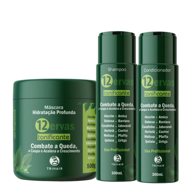 Shampoo Condicionador e Máscara 12 Ervas em Oferta na Shopee