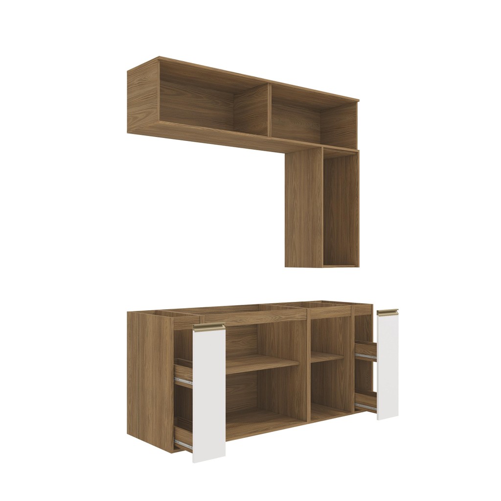Detalhes do Conjunto para Banheiro Kappesberg Celeste 7 Peças Nogueira/Branco 160cm