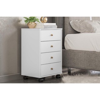 Mesa Cabeceira Casal Presence c/ 4 Gavetas Branco - Demóbile em Oferta na Shopee
