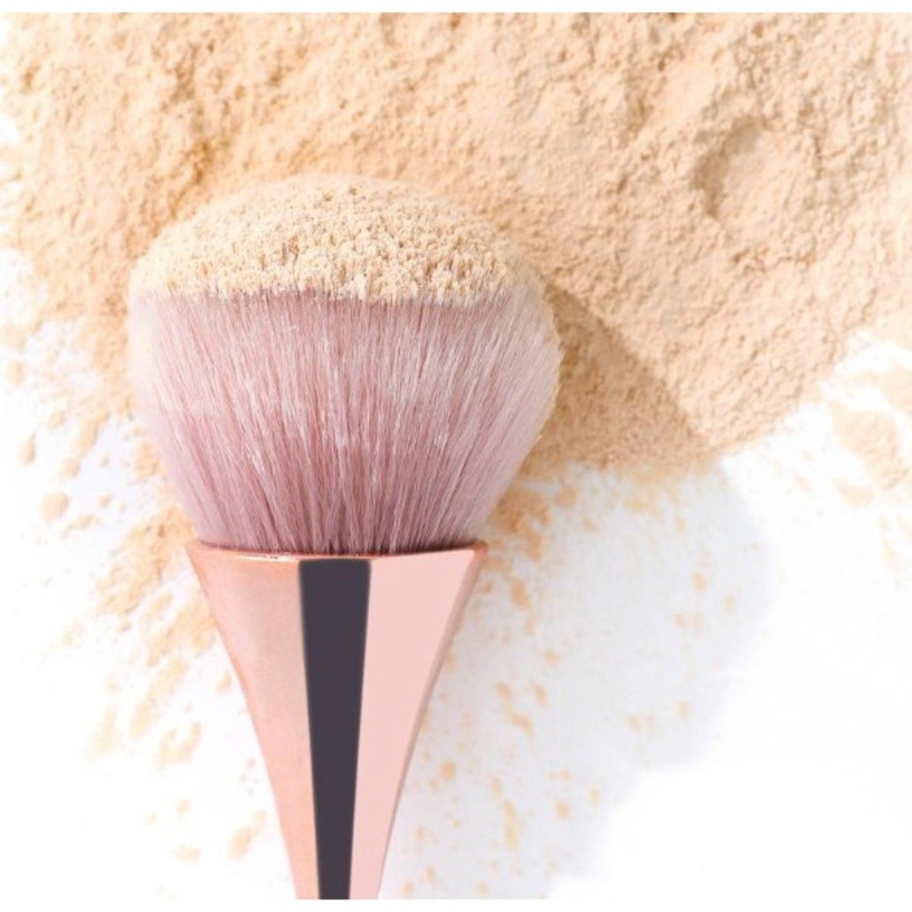 Detalhes do Pincel Largo Ouro Rosa para Base Pó Blush Ferramenta de Maquiagem Profissional Muito Macio