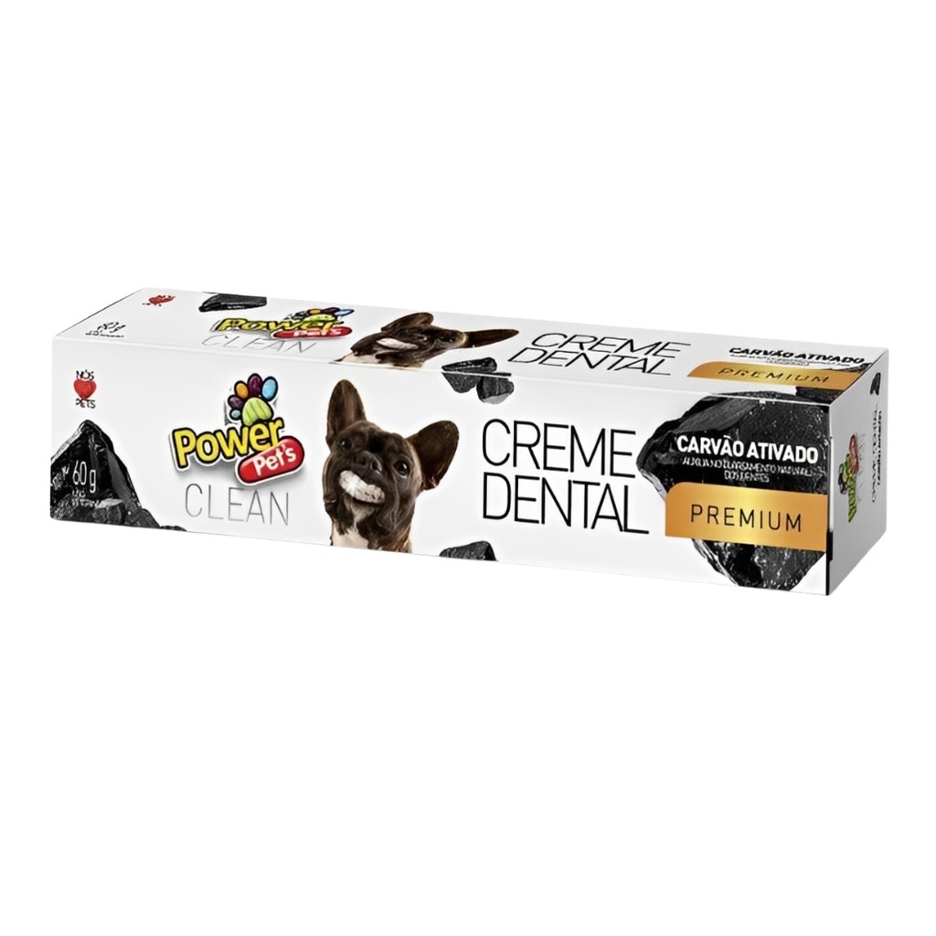 Creme Dental para Cães Gatos Carvão Ativado Power Pet´s 60g