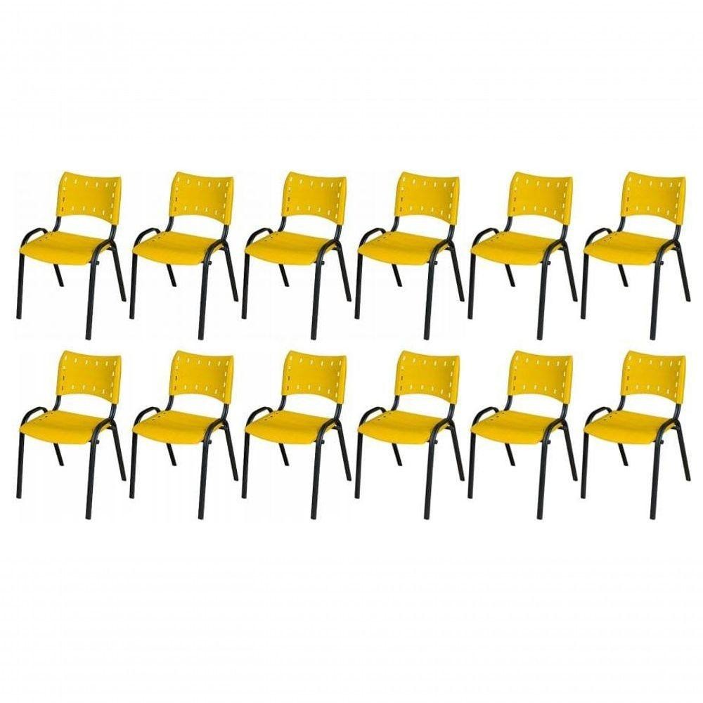 Cadeira Iso Base Preto , Escritório Amarelo - Kit 12 Un em Oferta na Shopee