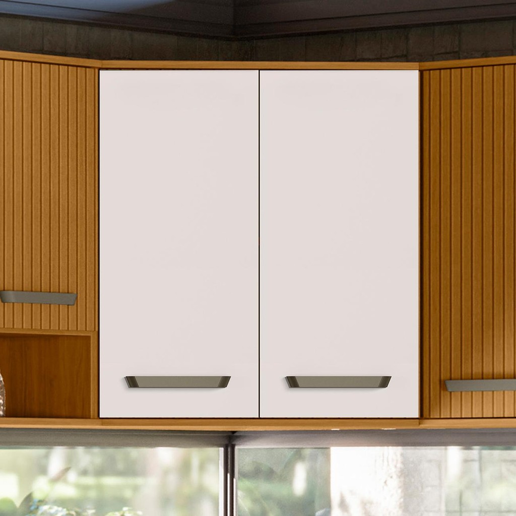 Armário Aéreo de Canto Oblíquo 80cm Rita Freijó/Off Acetinado Z44 - Mpozenato em Oferta na Shopee