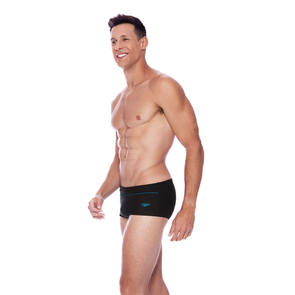 Sunga Tradicional Line Adulto Speedo Praia Piscina Natação - PRETO AZUL COBALTO · foto 2