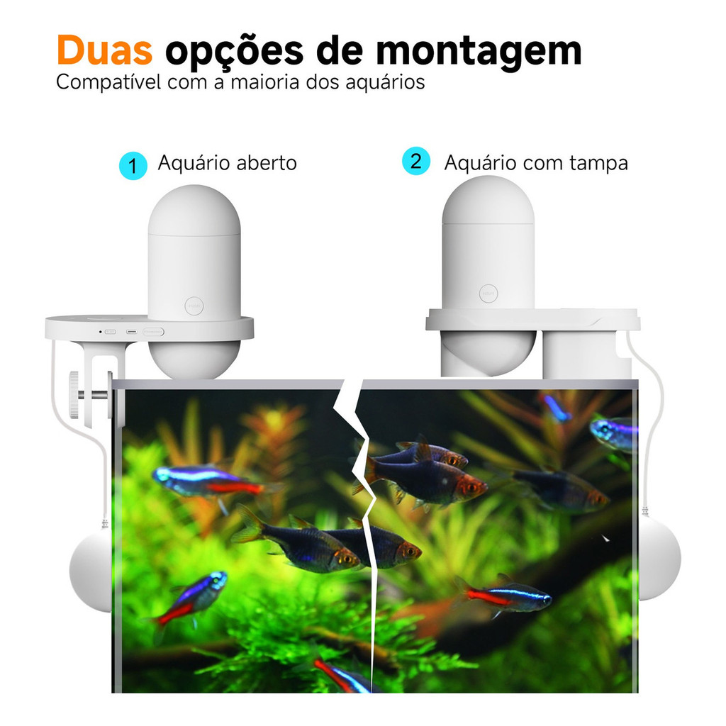 Detalhes do Alimentador Automático Dosador Comida Peixes E Câmera Newpet