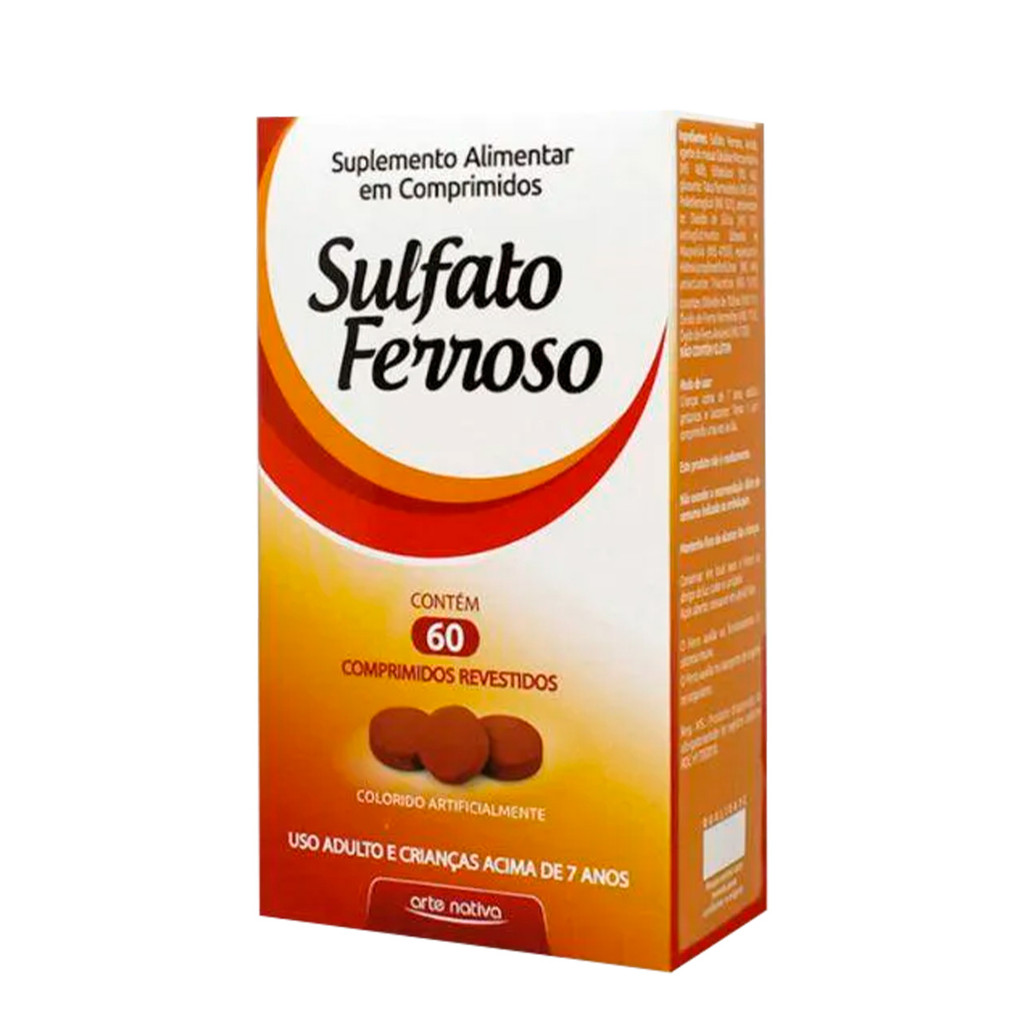Sulfato Ferroso 29mg 60 Comprimidos Arte Nativa em Oferta na Shopee