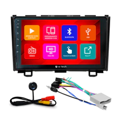 Kit Multimídia 9 Pol CR-V 2008 2009 2010 2011 Android Auto CarPlay Qa+ 2 Din Preto Espelhamento Android Ios Camera Ré
