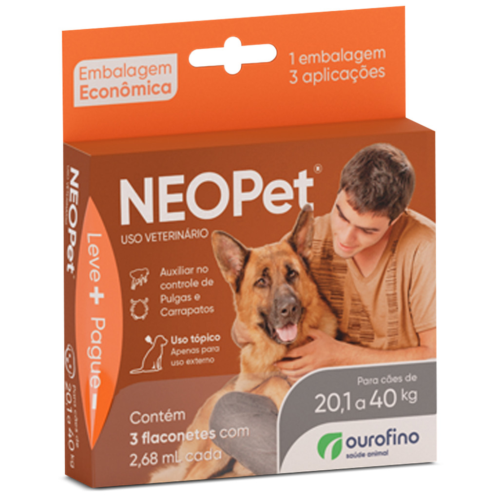 Antipulga Neopet C/ 3 Pipetas Caes 20,1kg a 40kg Ouro Fino