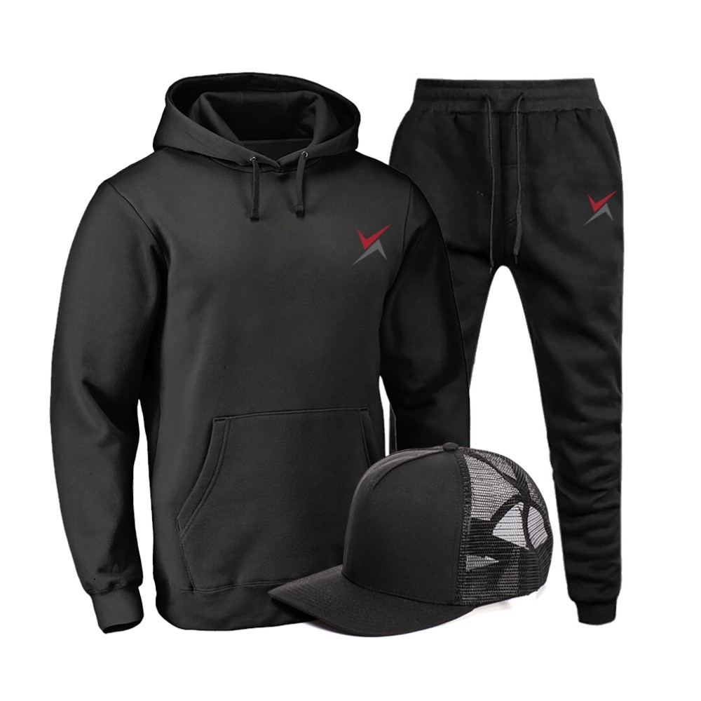 Conjunto Blusa Casaco Calça Moleton Boné Extreme Preto