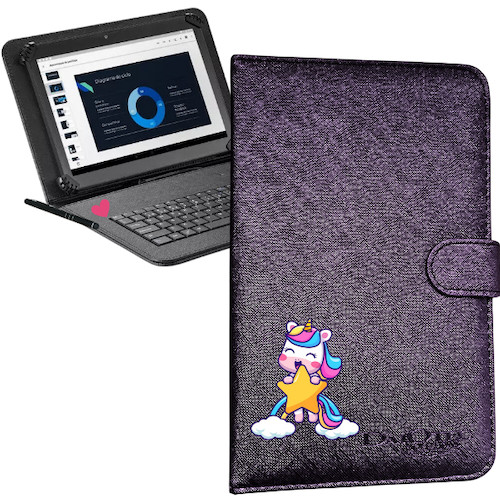 Capa Gato, Unicórnio Coruja c/ Teclado + Caneta P/ tablet M7 Wifi Mirage