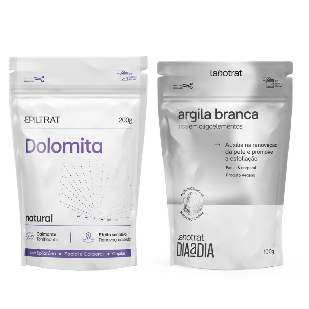 Kit Dolomita E Argila Branca Corpo Rosto Nutre Labotrat em Oferta na Shopee