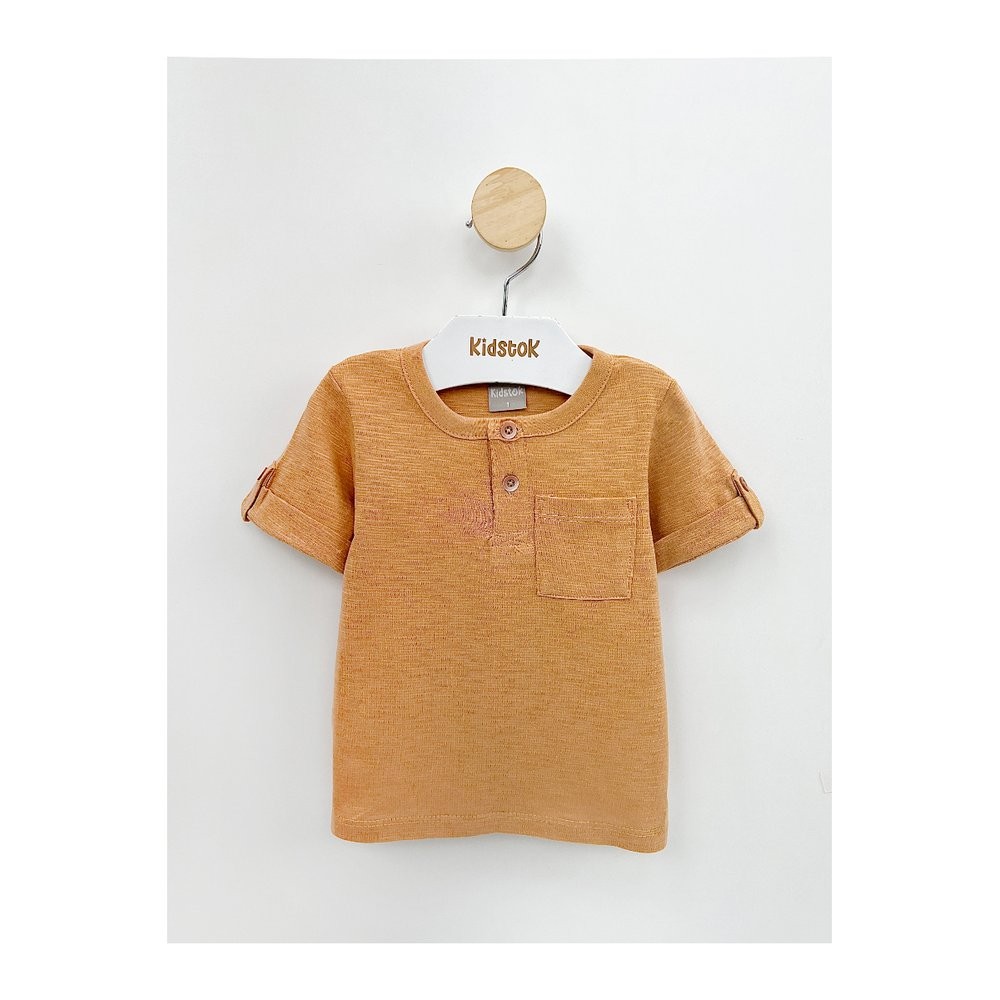 Camiseta Menino Bolso Manga Dobrada - Kidstok em Oferta na Shopee